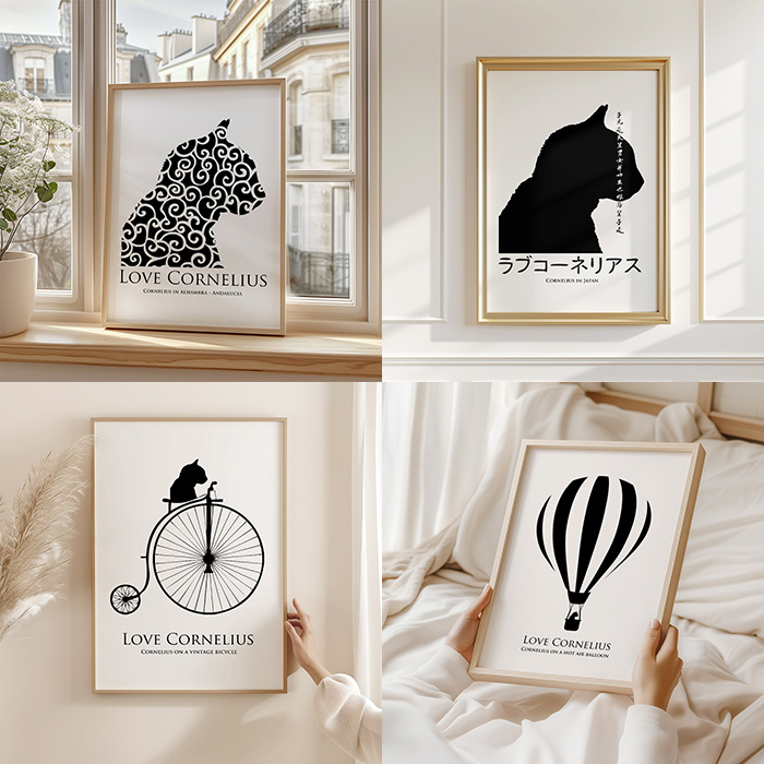 Love Cornelius the cat, Wall clocks, Hand-printed silkscreen, t-shirts, designs - tote bags - underwear - ties design, wall art